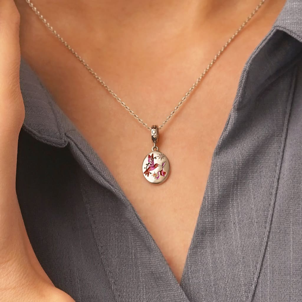 Gnoce Engravable Vintage Hand-Painted Bird Pendant Dangle Charm_6