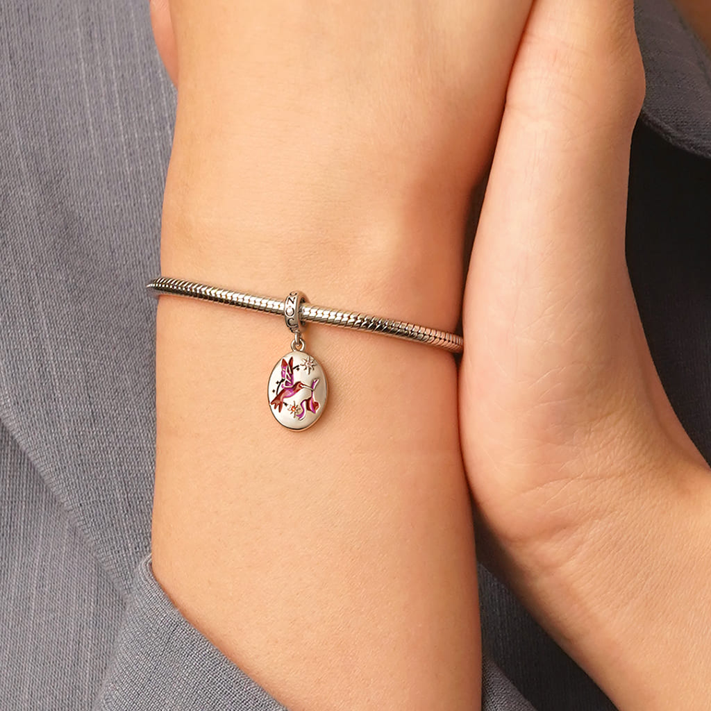 Gnoce Engravable Vintage Hand-Painted Bird Pendant Dangle Charm_7