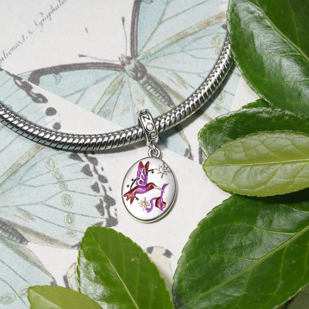 Gnoce Engravable Vintage Hand-Painted Bird Pendant Dangle Charm_4