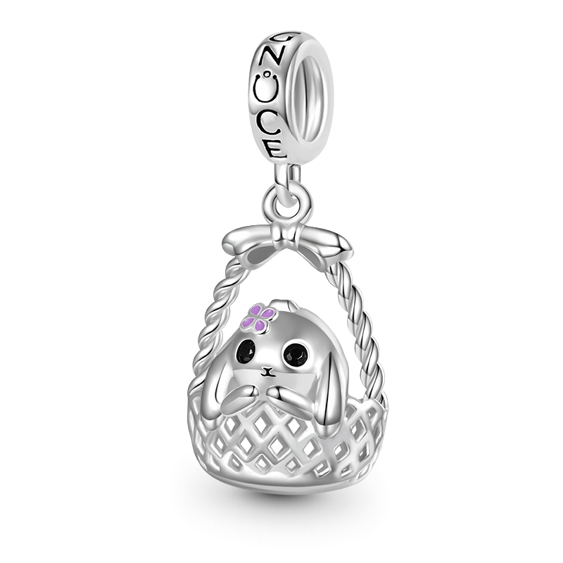 Gnoce Bunny in Basket Easter Gift Pendant Dangle Charm_1