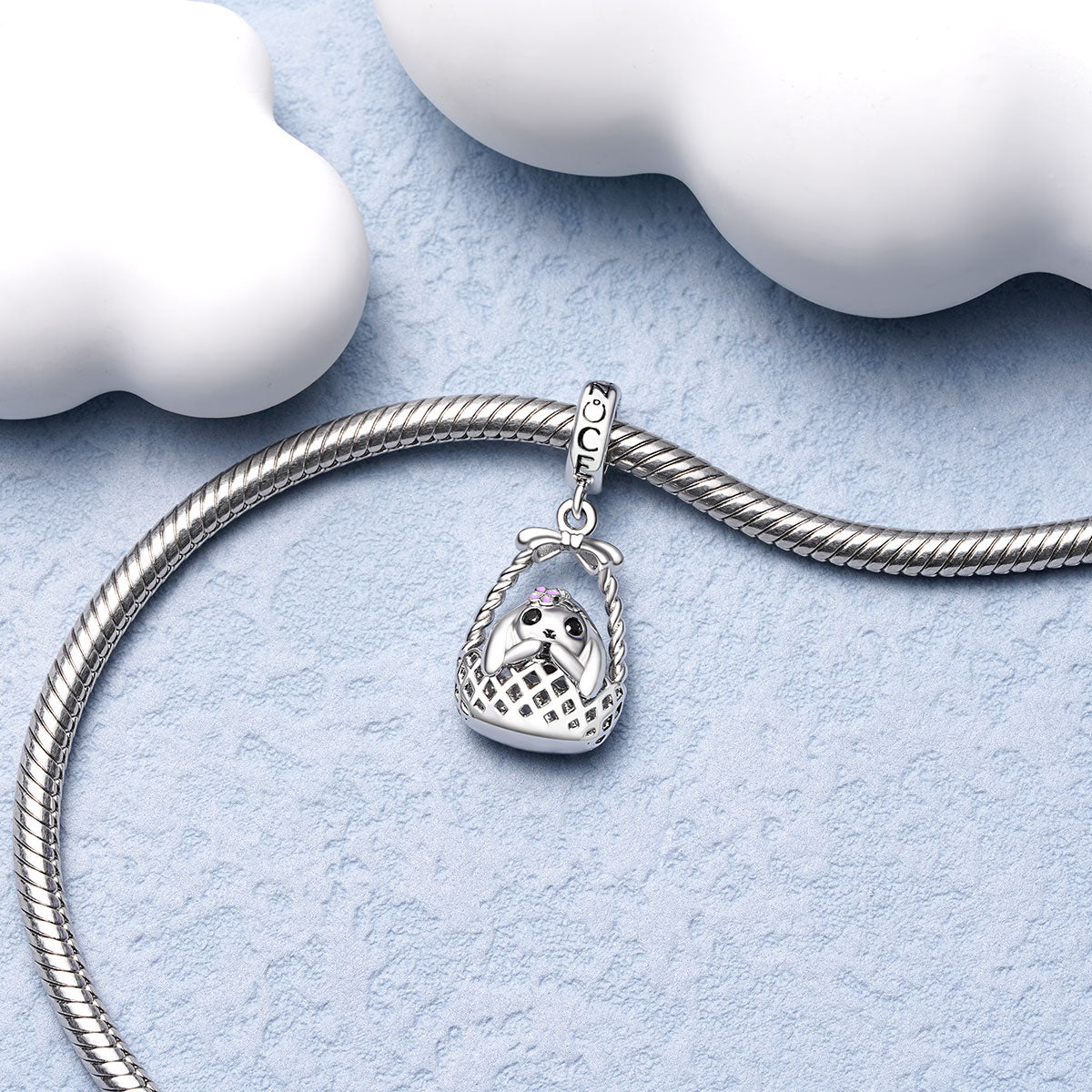 Gnoce Bunny in Basket Easter Gift Pendant Dangle Charm_3