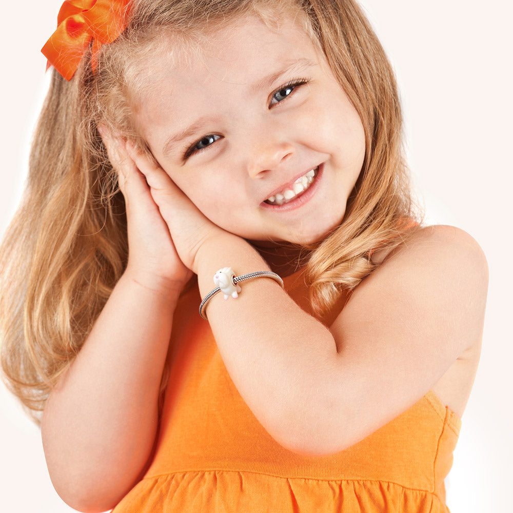 Gnoce White Rabbit Murano Glass Charm_4