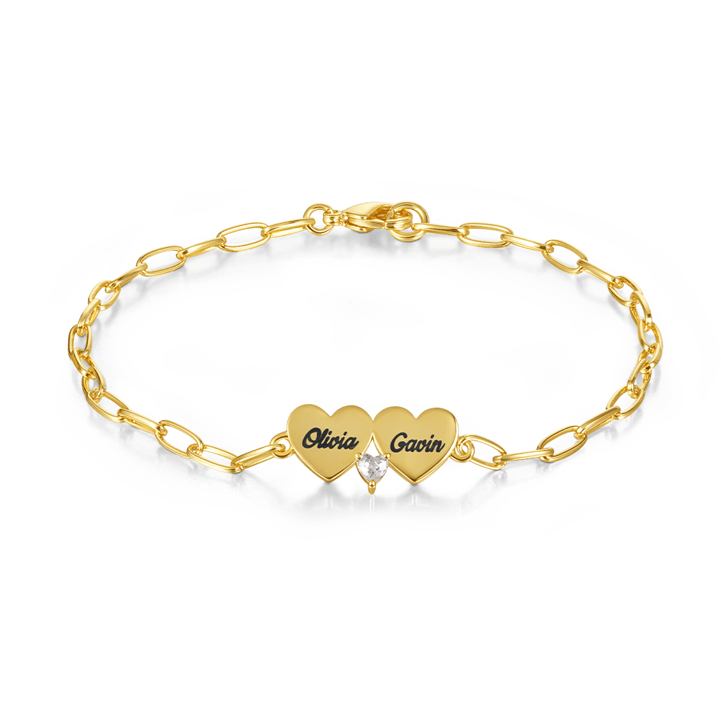 Gnoce Engravable Double Heart Adjustable Bracelet_1
