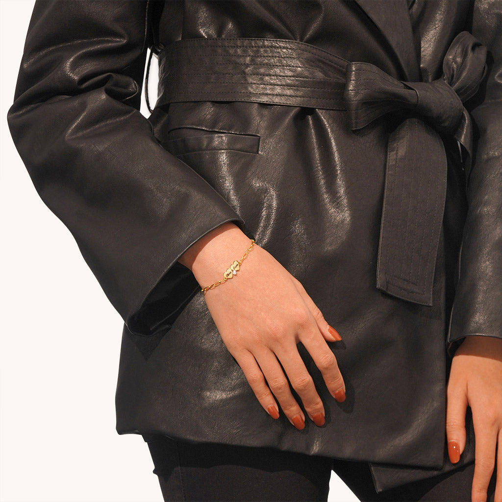 Gnoce Engravable Double Heart Adjustable Bracelet_4