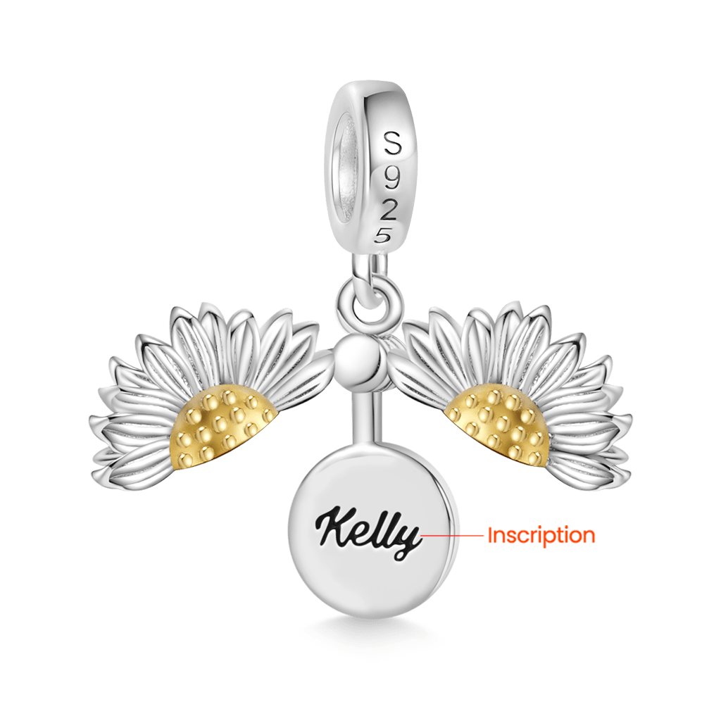 Gnoce Openable Sunflower Engravable Pendant Dangle Charm_3