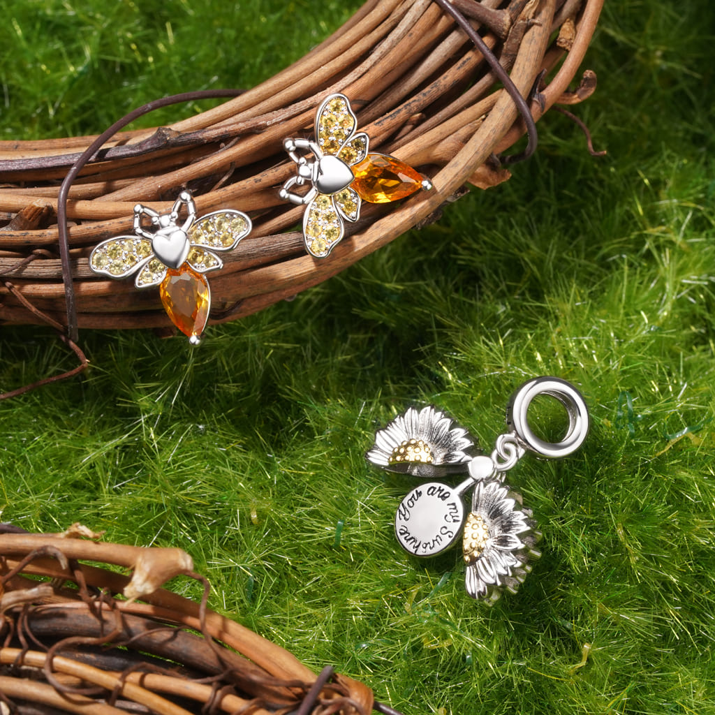 Gnoce Openable Sunflower Engravable Pendant Dangle Charm_4