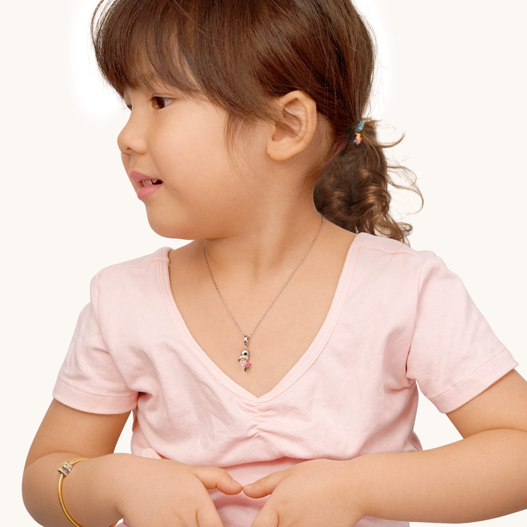 Gnoce Flamingo Embraces Heart Gem Necklace_3