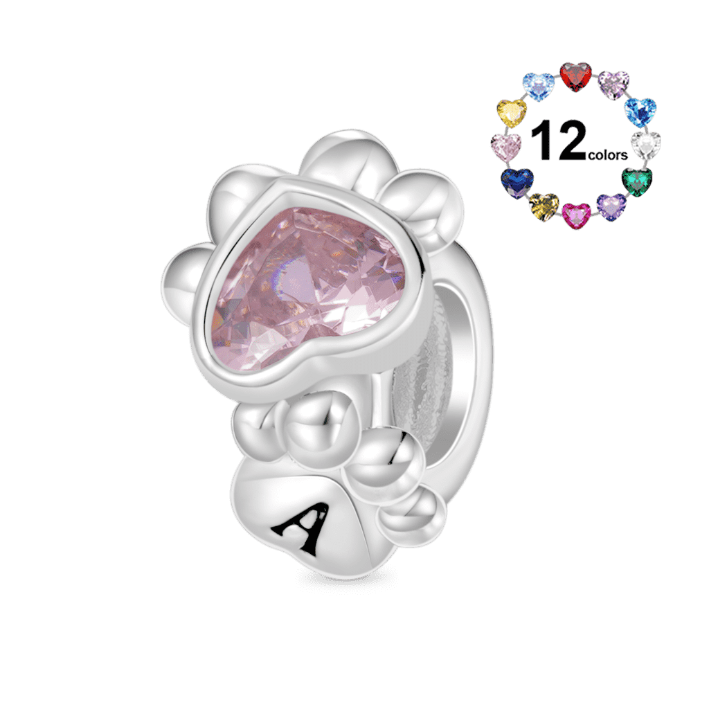 Gnoce Engravable Birthstone Pet Paw Charm_1