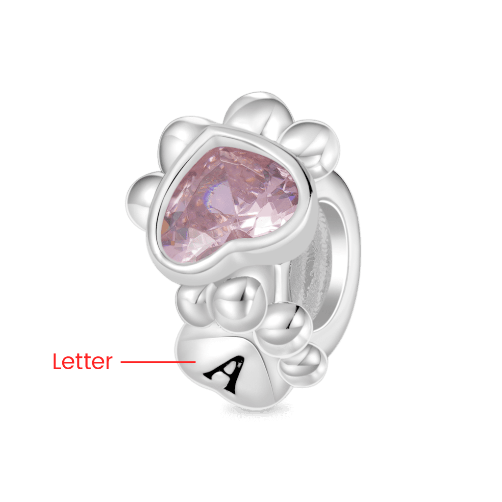 Gnoce Engravable Birthstone Pet Paw Charm_2