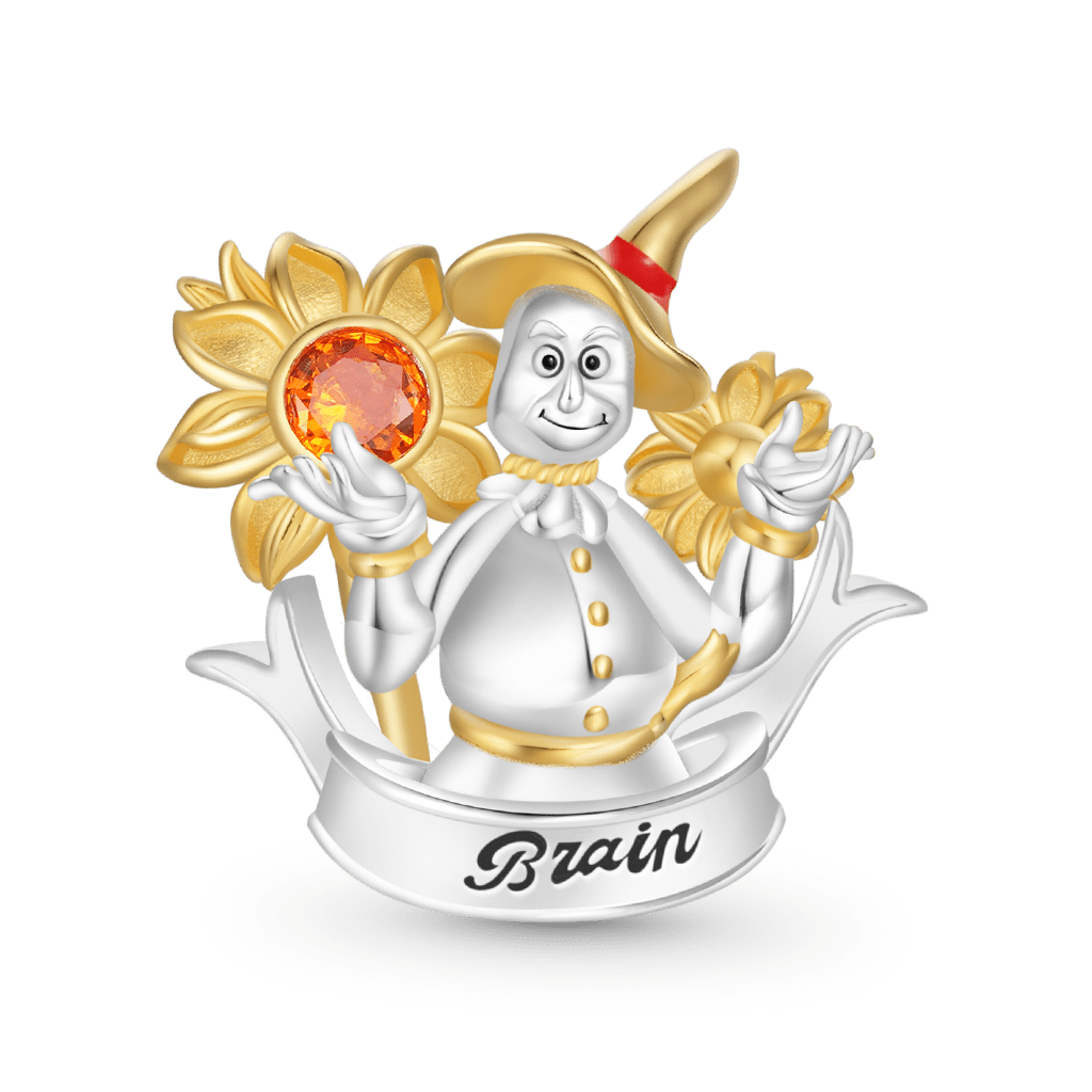 Gnoce The Wonderful Wizard of Oz Clever Brain Scarecrow Sunflower Charm_1