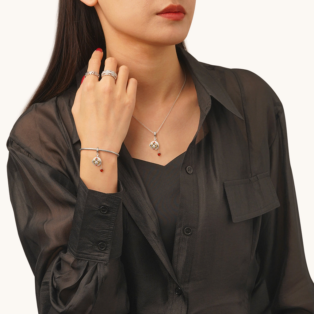 Gnoce Pocket Watch Rabbit Ears Pendant Dangle Charm_5