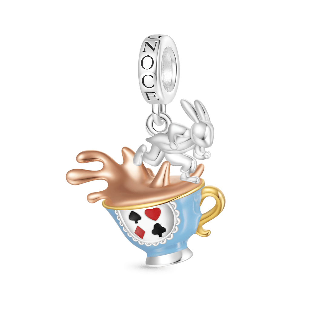 Gnoce Alice's Adventures in Wonderland Teacup Rabbit Pendant Dangle Charm_1