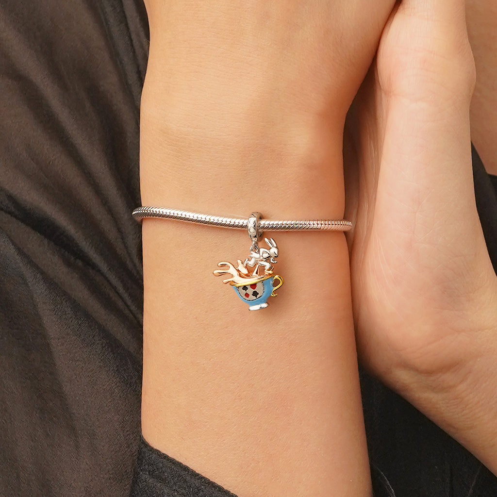 Gnoce Alice's Adventures in Wonderland Teacup Rabbit Pendant Dangle Charm_6