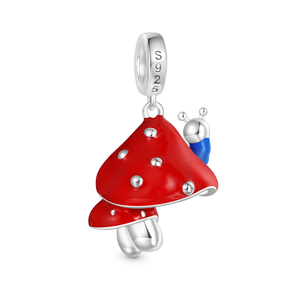 Gnoce Red Mushroom Caterpillar Pendant Dangle Charm_2