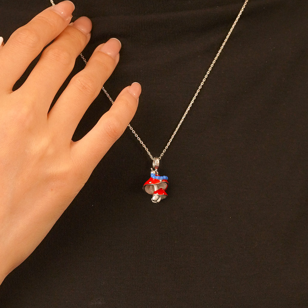 Gnoce Red Mushroom Caterpillar Pendant Dangle Charm_5