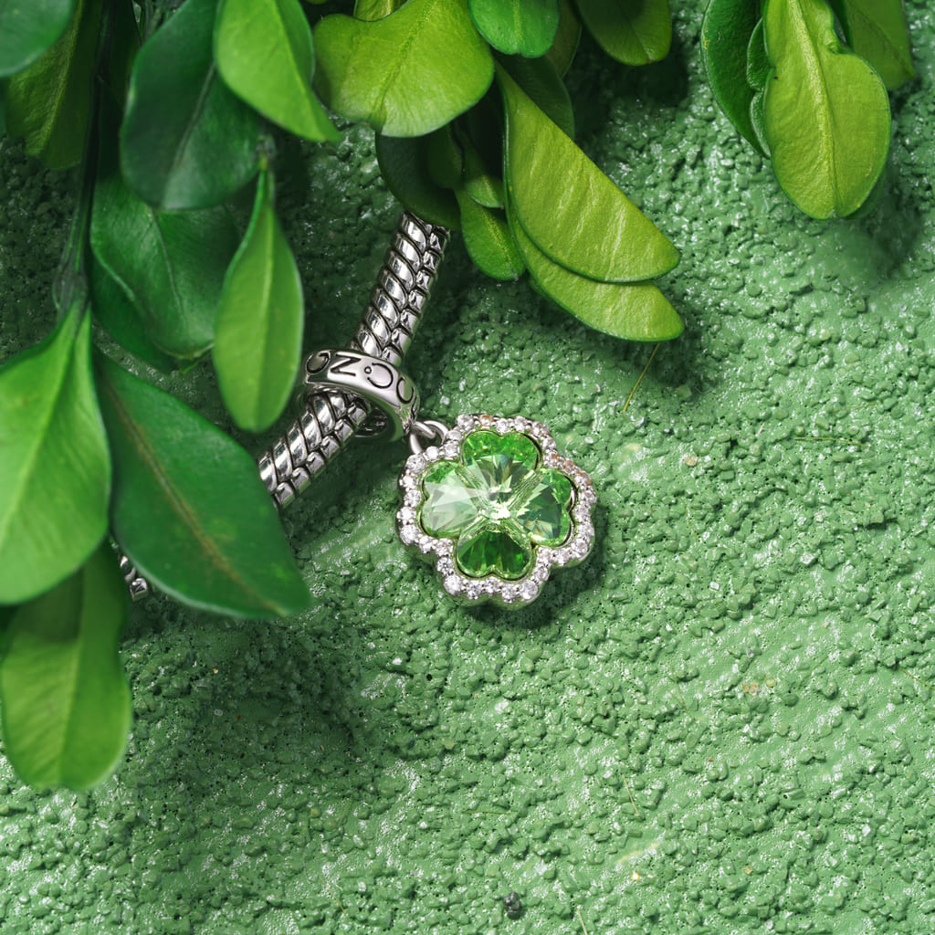Gnoce Lucky Green Four-leaf Clover Pendant Dangle Charm_3