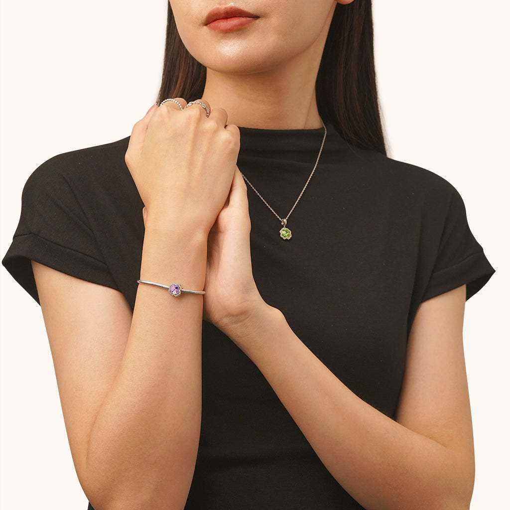 Gnoce Lucky Purple Four-leaf Clover Charm_4