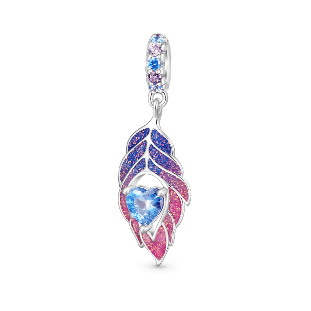 Gnoce Peacock Feather Pendant Dangle Charm_1