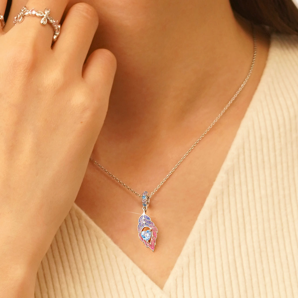 Gnoce Peacock Feather Pendant Dangle Charm_5