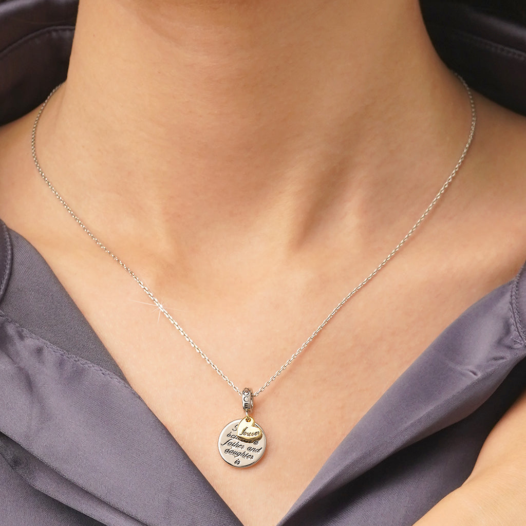Gnoce Father Daughter Emotional Heart Pendant Dangle Charm_5