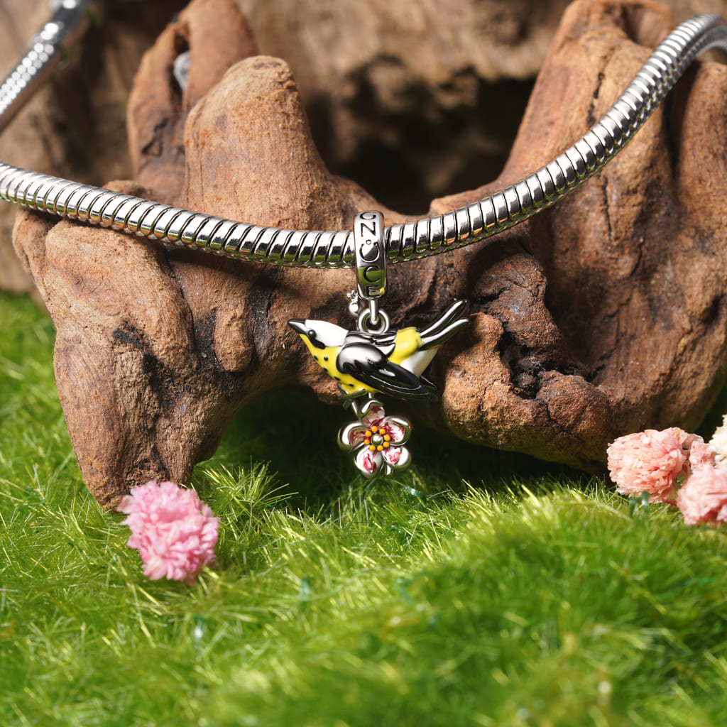 Gnoce Black Oriolus Chinensis Pendant Dangle Charm_3