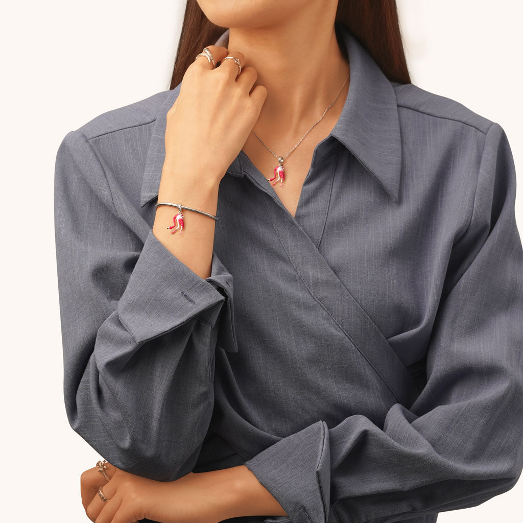 Gnoce American Flamingo Pendant Dangle Charm_4