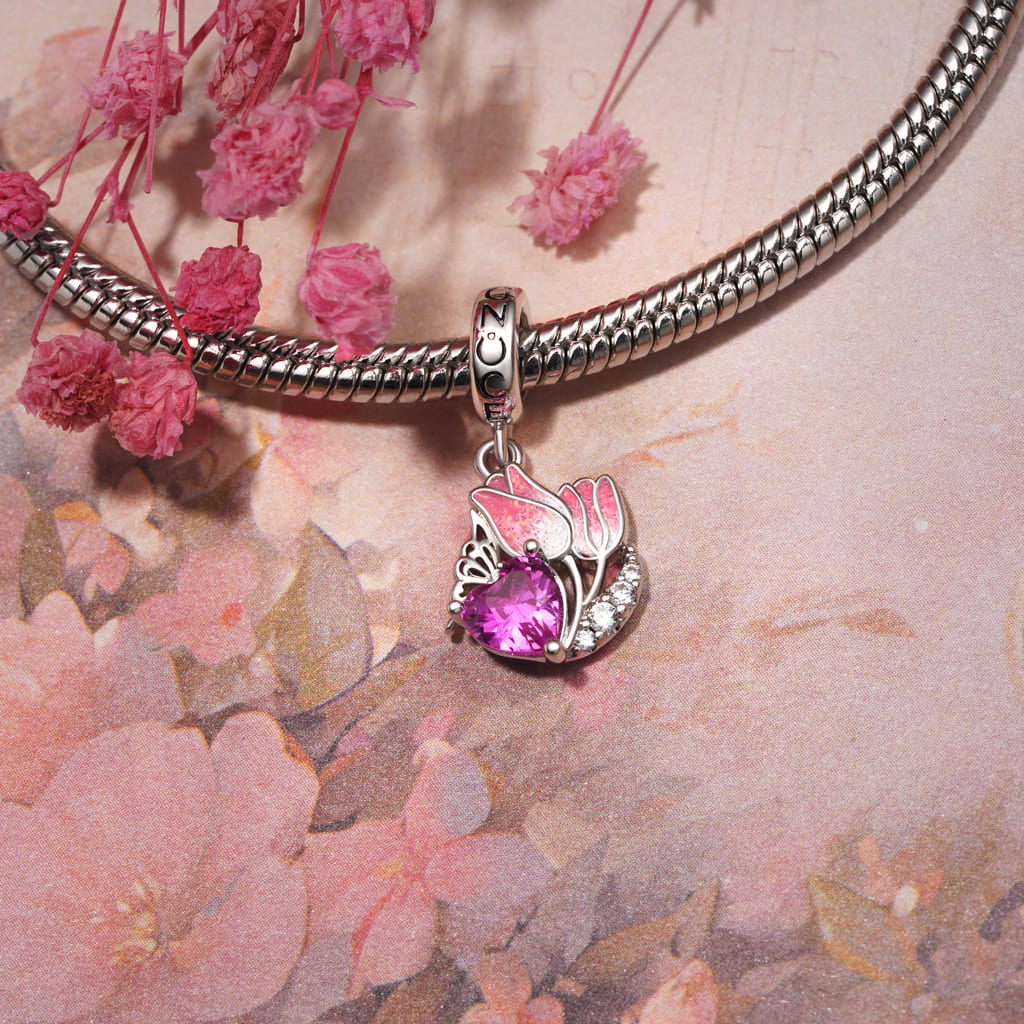 Gnoce Tulips Engravable Heart Charm_4