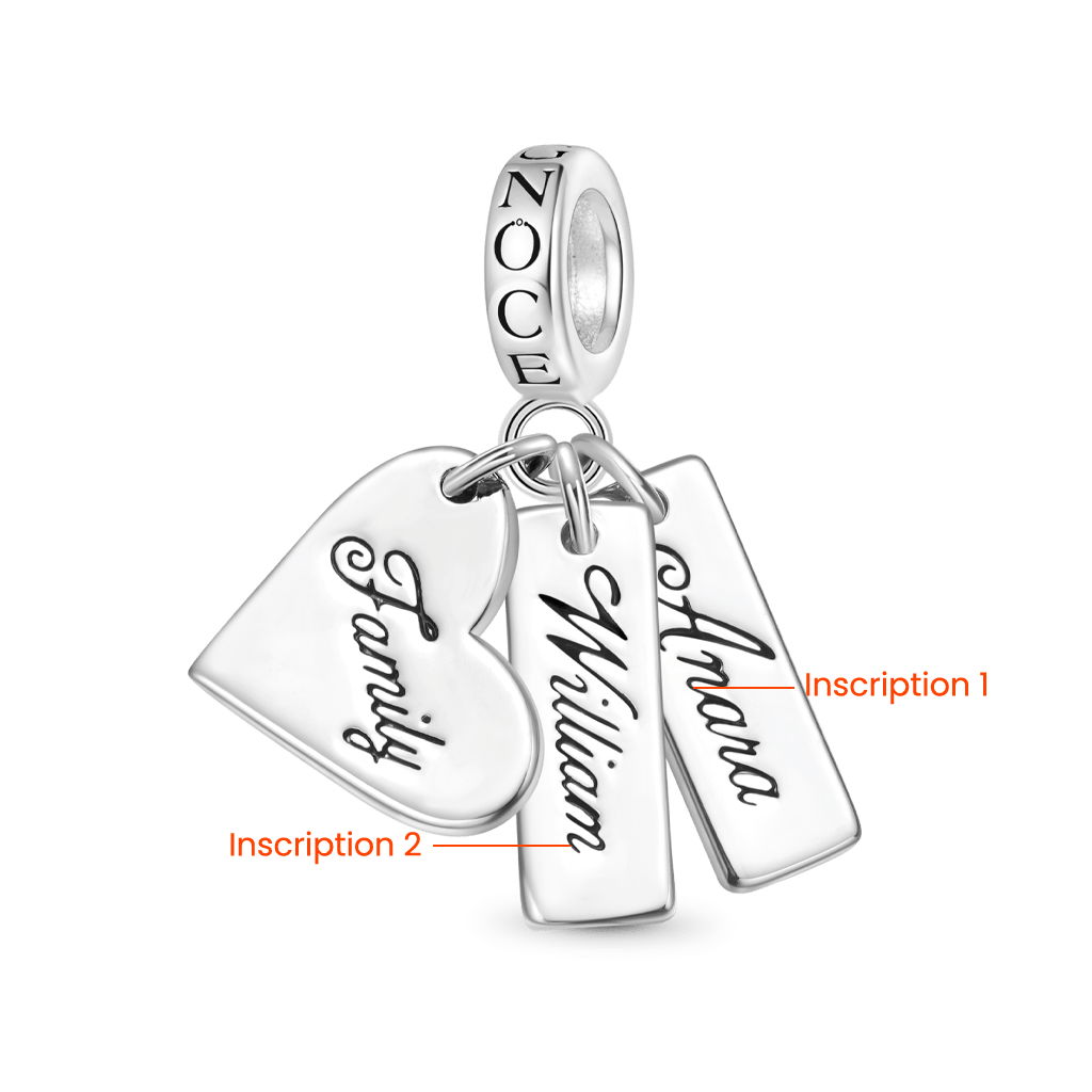 Gnoce Heart Engravable Triple Pendant Dangle Charm_2