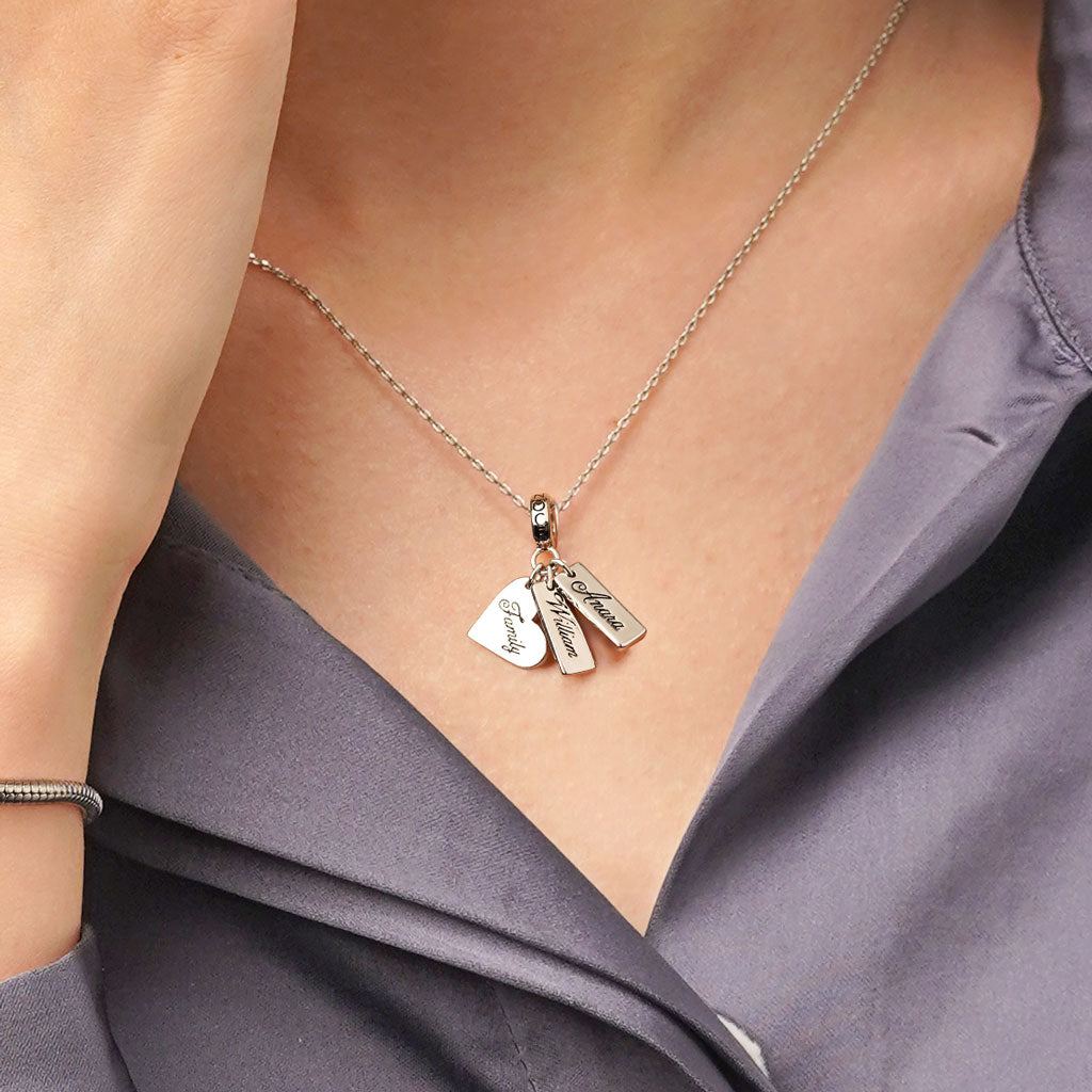 Gnoce Heart Engravable Triple Pendant Dangle Charm_6