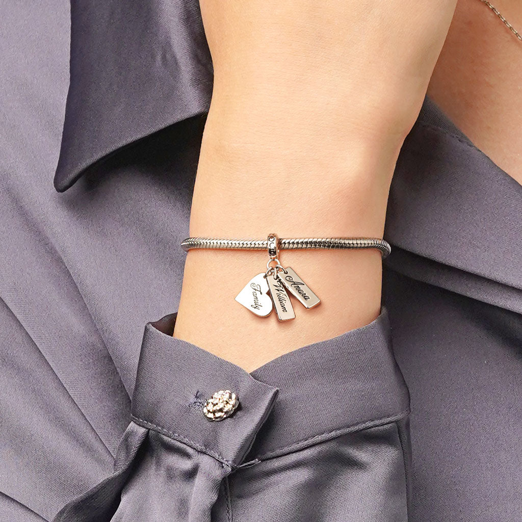 Gnoce Heart Engravable Triple Pendant Dangle Charm_7