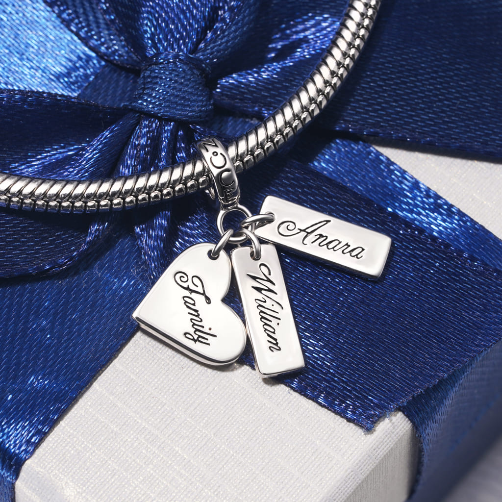 Gnoce Heart Engravable Triple Pendant Dangle Charm_4