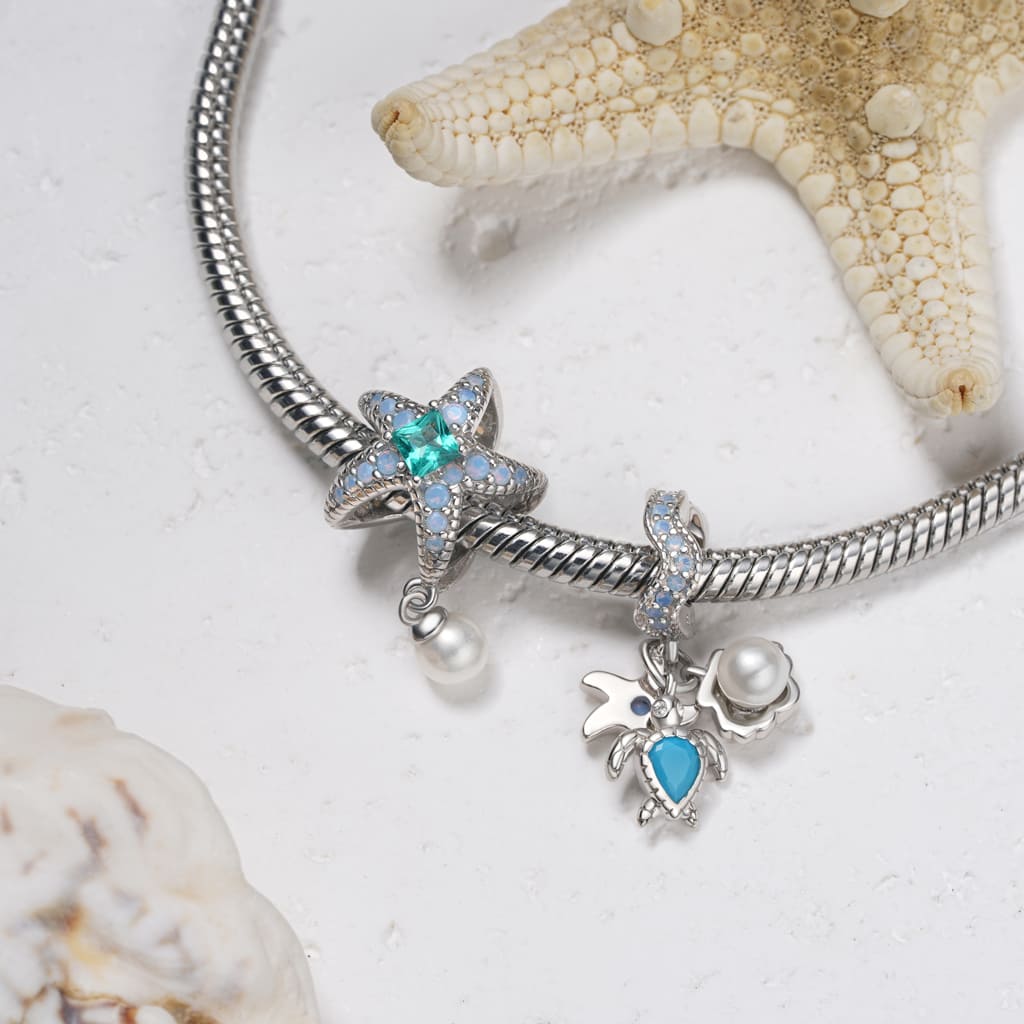 Gnoce Blue Starfish Hanging Pearl Charm_3