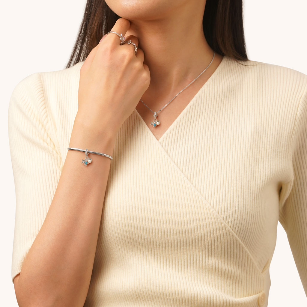 Gnoce Blue Ocean Triple Pendant Dangle Charm_4