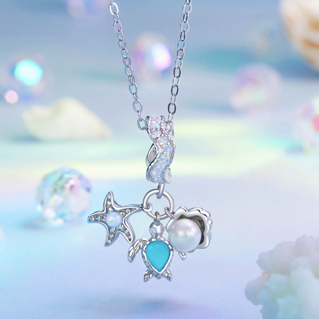 Gnoce Blue Ocean Triple Pendant Dangle Charm_2