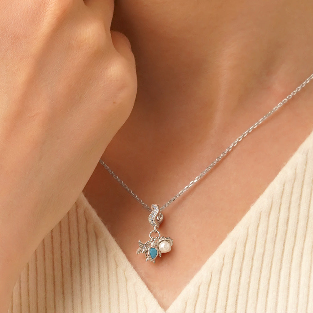 Gnoce Blue Ocean Triple Pendant Dangle Charm_5