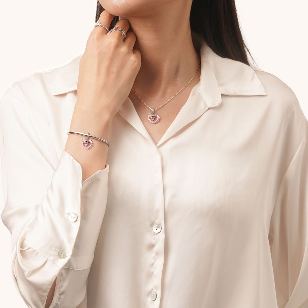 Gnoce Pink Heart Dragon Pendant Dangle Charm_4