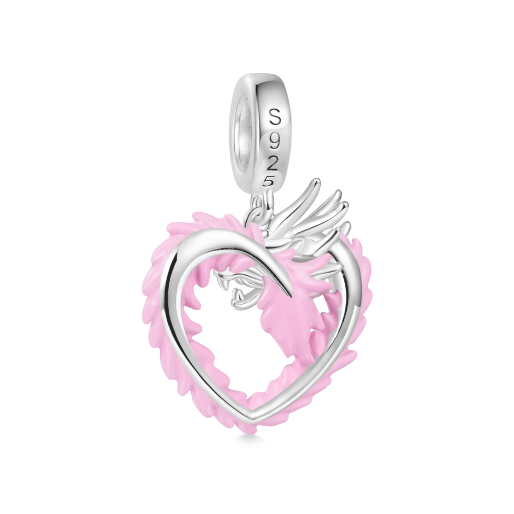 Gnoce Pink Heart Dragon Pendant Dangle Charm_2