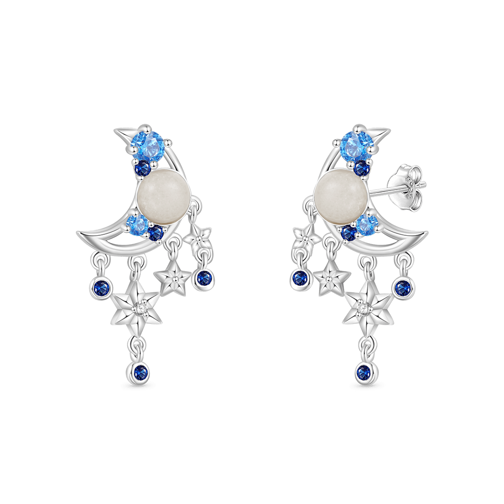 Gnoce Sparkling Glow-in-the-Dark Moon Stud Earrings_3