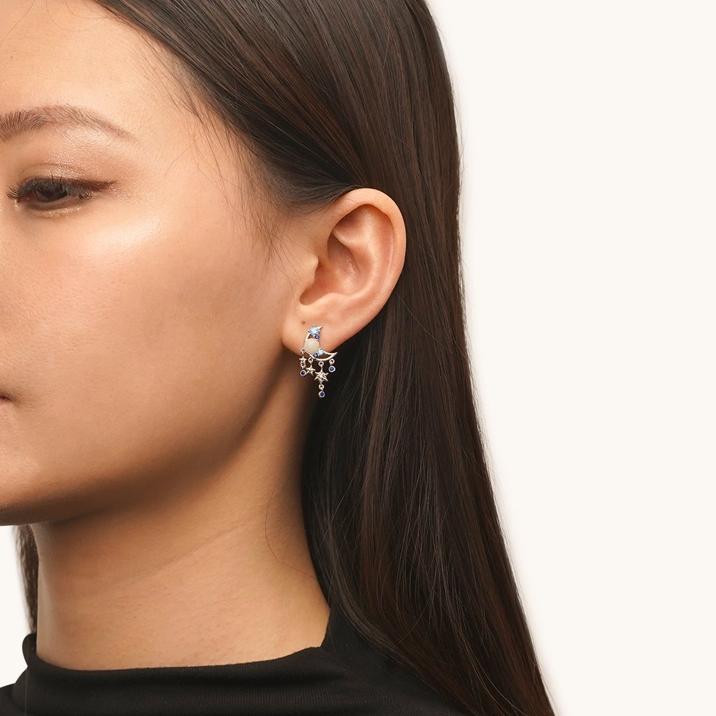 Gnoce Sparkling Glow-in-the-Dark Moon Stud Earrings_5