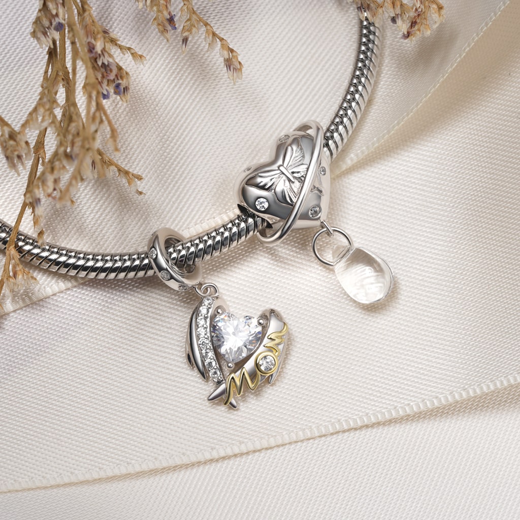 Gnoce Mother's Day Wings of Love Pendant Dangle Charm_3