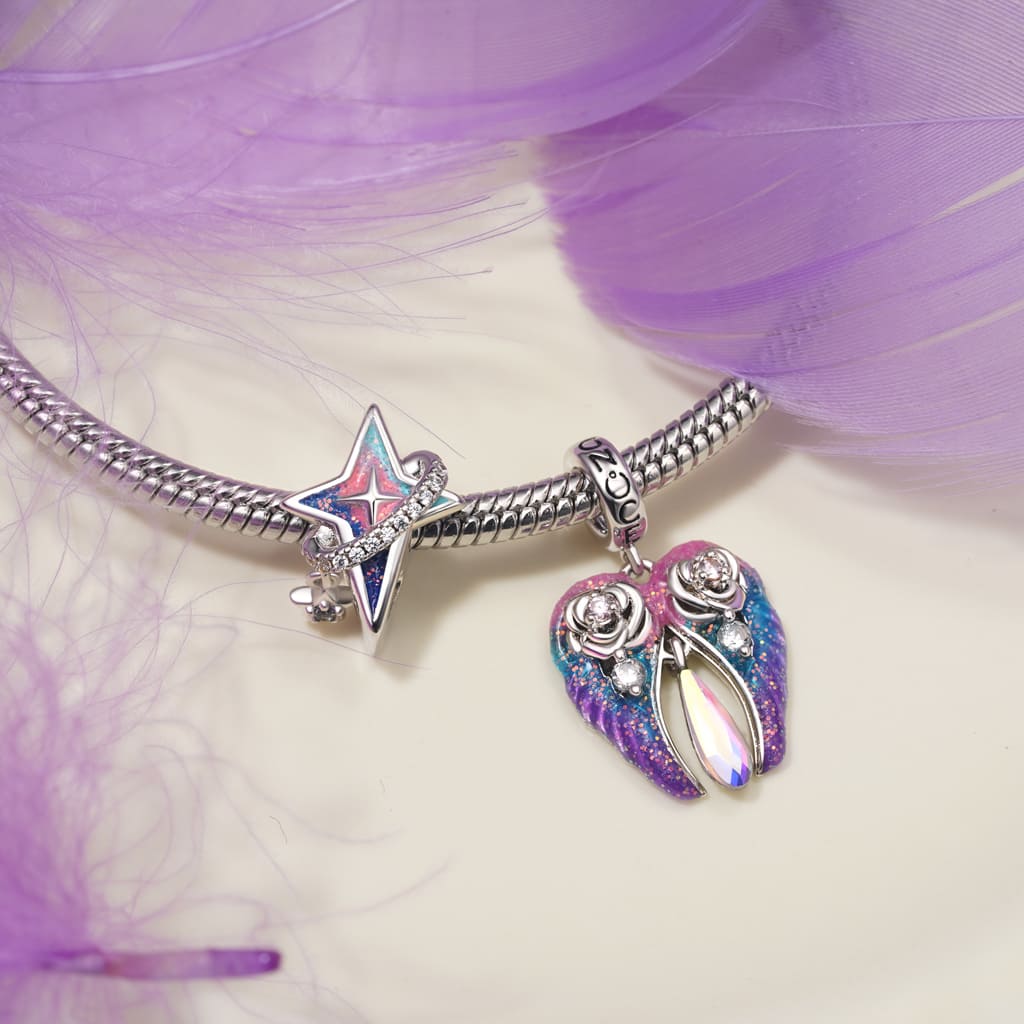 Gnoce “My love My life” Angel Wing Pendant Dangle Charm_3