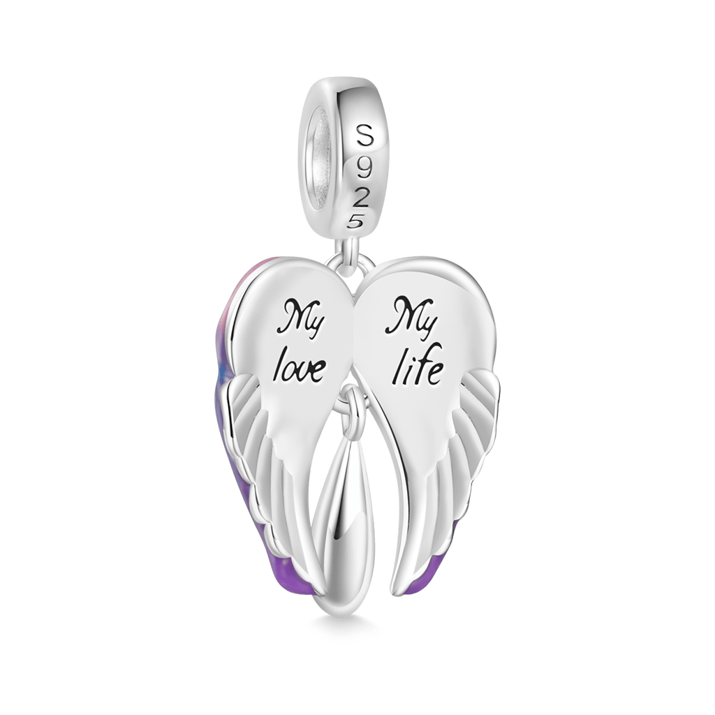 Gnoce “My love My life” Angel Wing Pendant Dangle Charm_2