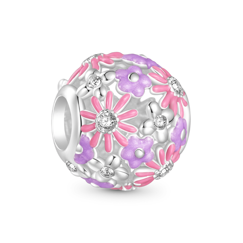Gnoce Pink Butterfly Flower Round Charm_2