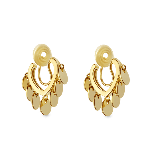 Gnoce Gold Tassel Heart Ear Clips_1