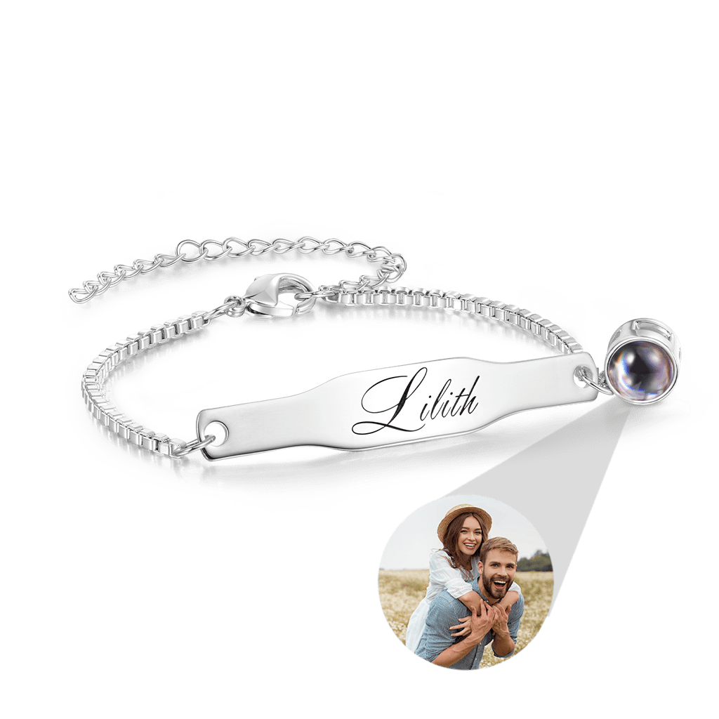 Gnoce Adjustable Projection Couple's Memories Engravable Bracelet_1