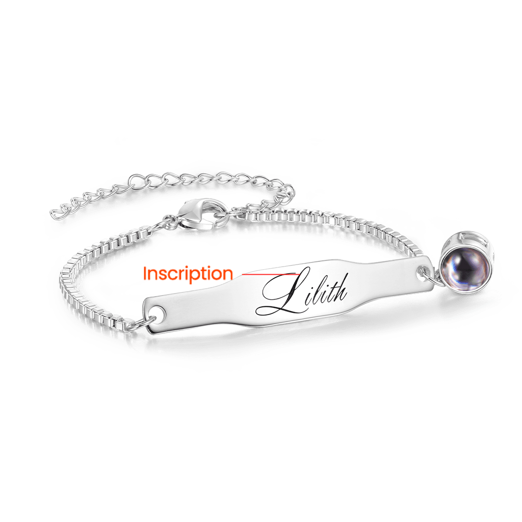 Gnoce Adjustable Projection Couple's Memories Engravable Bracelet_2