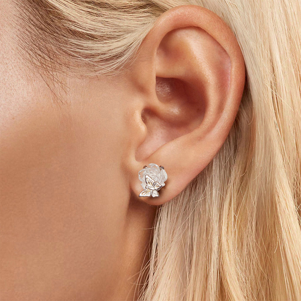 Gnoce Crystal Rose Color-changing Flower Stud Earrings_5