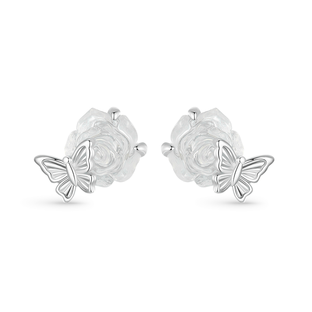 Gnoce Crystal Rose Color-changing Flower Stud Earrings_2