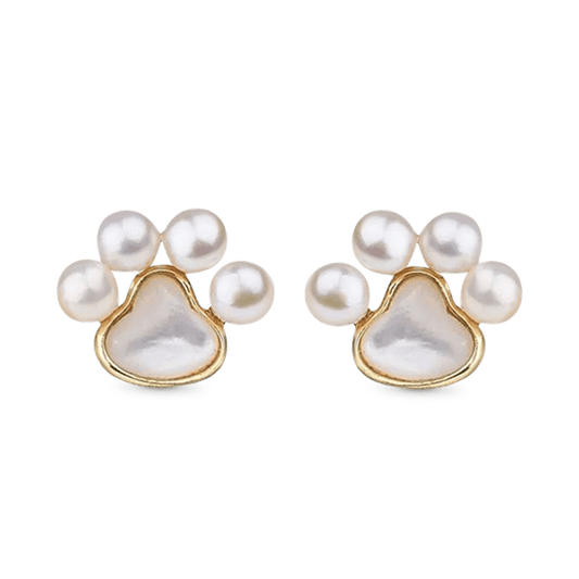 Gnoce Pearl Paw Print Stud Earrings_1
