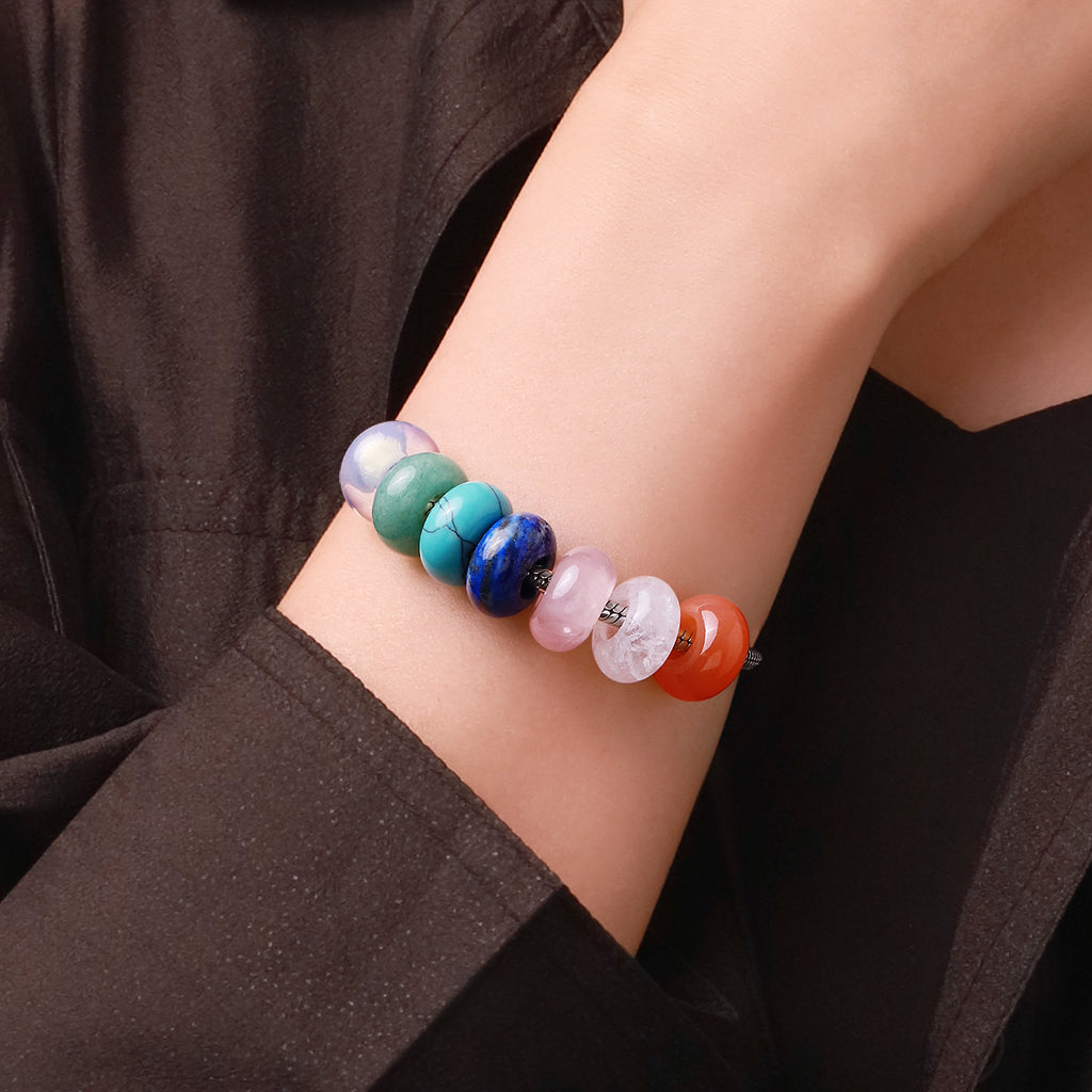 Gnoce White Crystal Circle Large Hole Charm_4